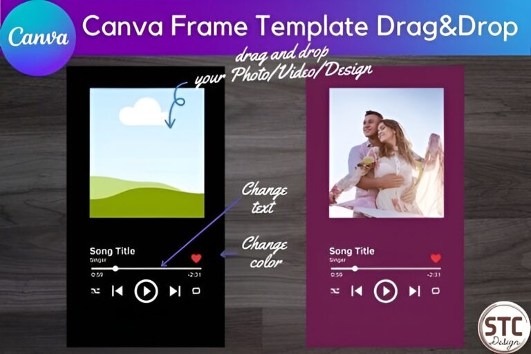 Music Player Canva Frame Template Mockup